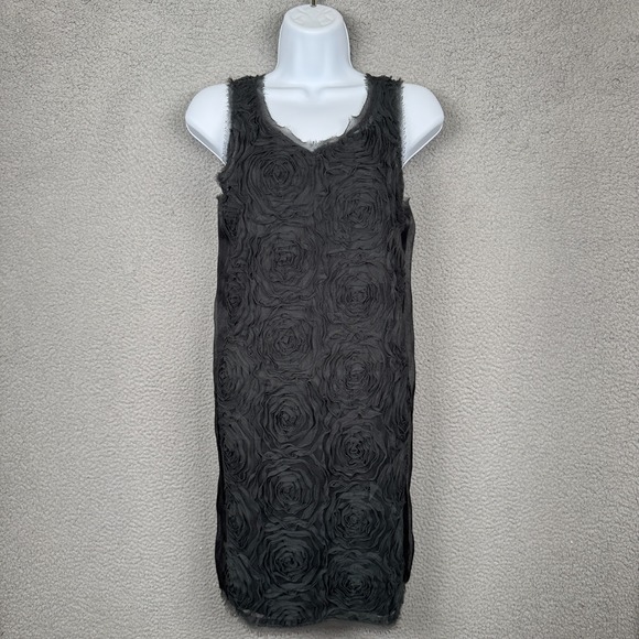 Dresses & Skirts - J Crew Dress Womens 2 Black Silk Lined Textured Tulle Shift Floral Romantic Goth